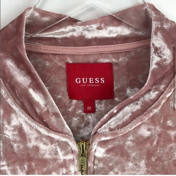 Guess | Long sleeves pink velvet zip up sweater - Picture 3 of 4